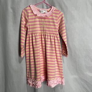Southern Tots Pink Striped Long Sleeve Embroidered Dress New 2